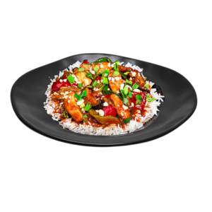 Острое куриное филе с арахисом и овощами
