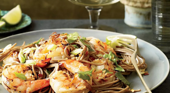 Рецепт лапши соба с креветками